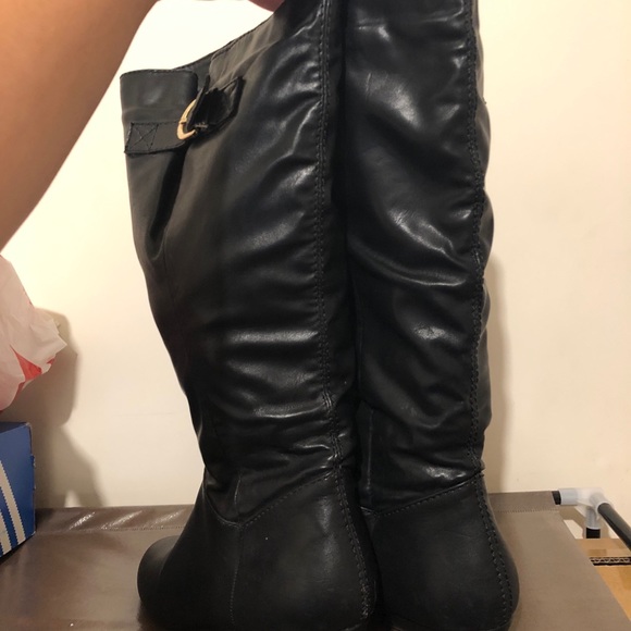Sold on Mercari Emmy JustFab wedge buckle boots - Picture 3 of 7